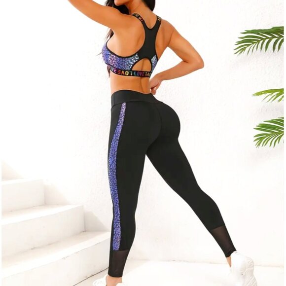 Callie Lives Stasia Love: Activewear High-Waist Geometric Rainbow Gym Set S L - Picture 3 of 5